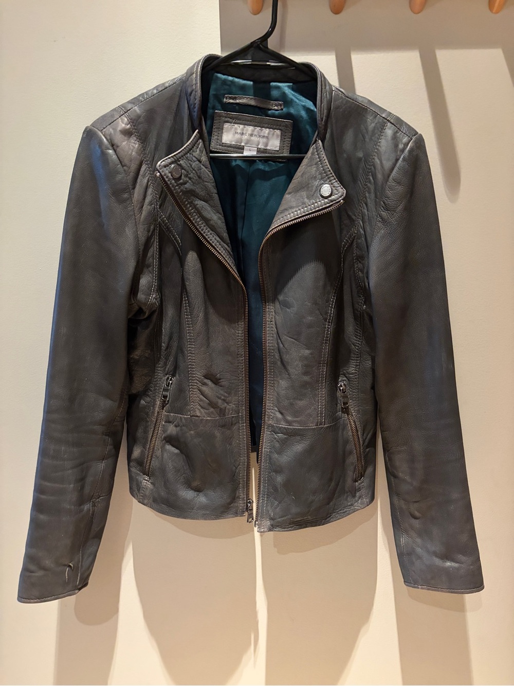 Marc New York Women’s Charcoal Gray Leather Jacket